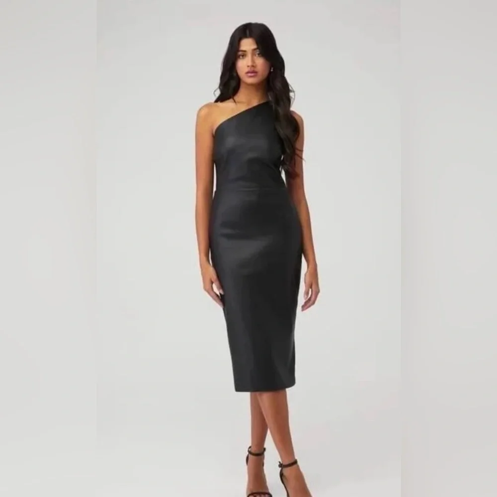 Bardot Oriella Revolve Vegan Leather Dress in Black size Medium - Picture 1 of 11